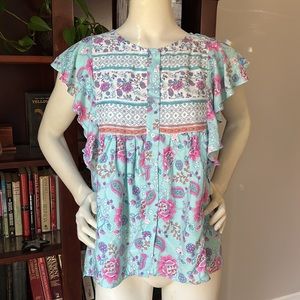 NWT In Loom floral and paisley top